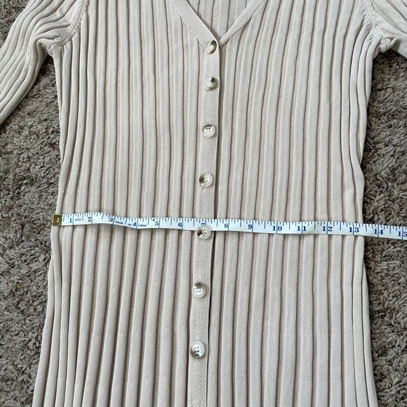Dissh Sylvia Stone Ribbed Knit Midi Dress Cream Beige Long Sleeve Button Down XL - Picture 11 of 16